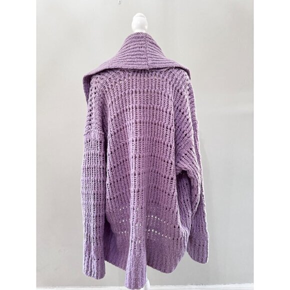 Free People lavender Serene Womens Ribbed Knit Long Sleeve Cardigan Sweater - Picture 4 of 7